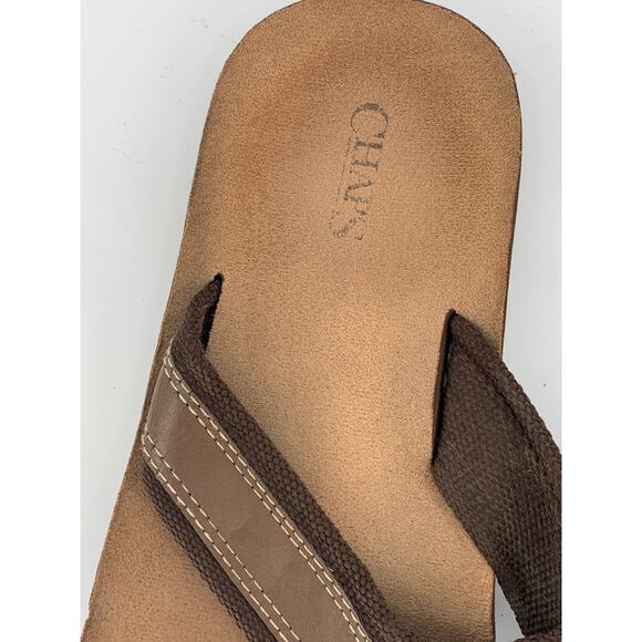 CHAPS Men's Brown Leather Thong Summer Sandals SZ 10-11 - Picture 6 of 9